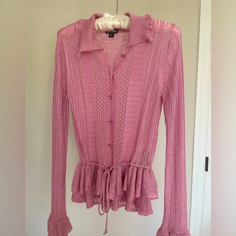 Just Cavalli Pink Lace Knit Top
